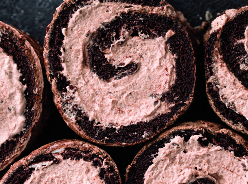 Recipe Chocolate Angel Food Cake Roll by Sabine Venier Toronto Times