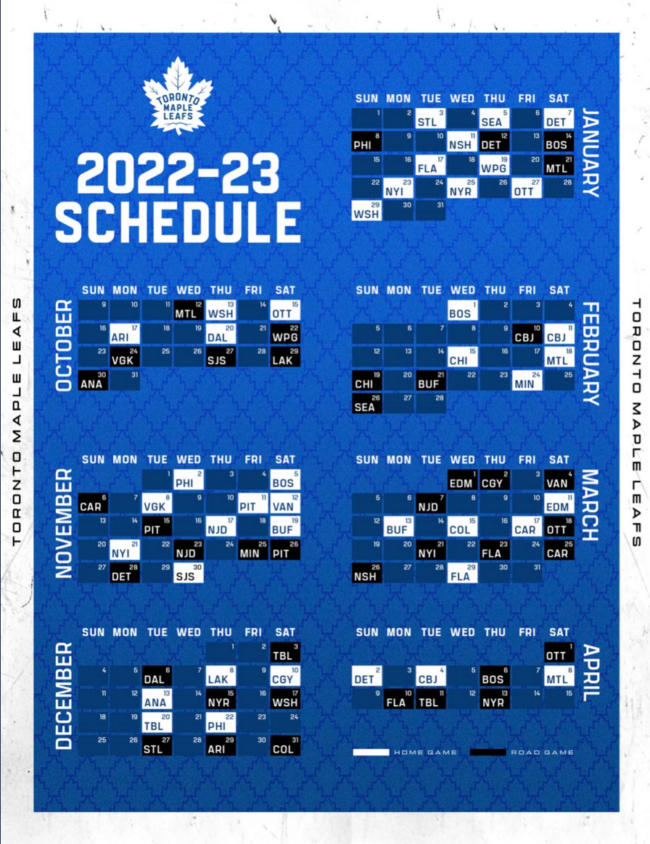 Toronto Maple Leafs just announced their 2022-23 Regular Season Schedule - Toronto Times