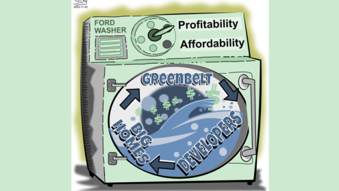 Views From The 6ix cartoon - Greenbelt agitation