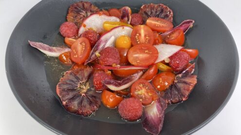 Raspberry and cherry tomato salad recipe