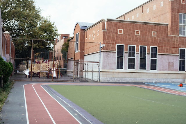 empty sports ground near the school