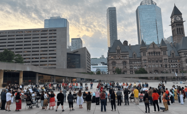 Sunrise ceremony at Nathan Phillips Square Toronto