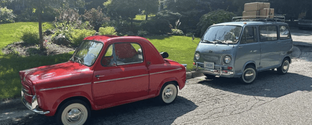 1958 Vespa 400 and 1969 Subaru 360 Van